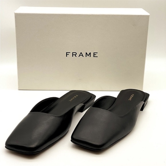 Frame Denim Shoes - FRAME Le Town Black Leather Mules